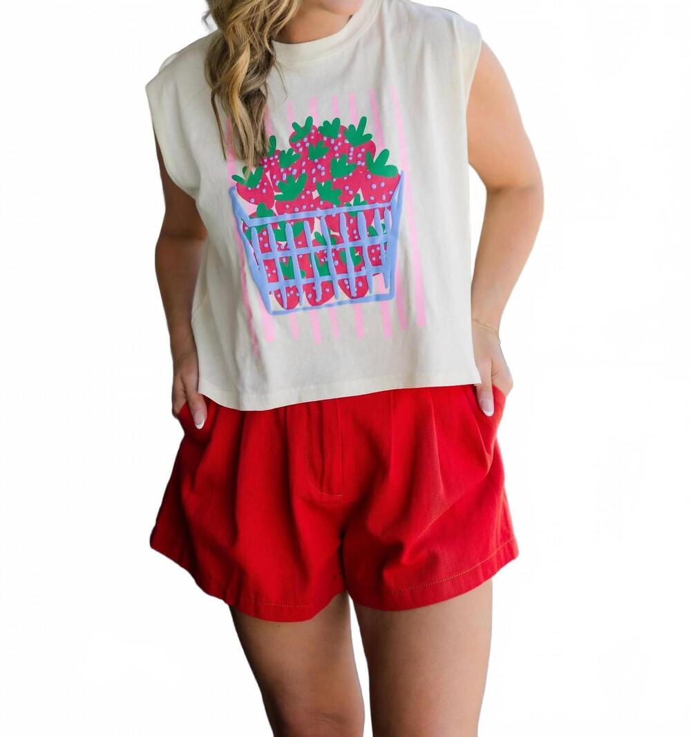 NEW POPPY & PINE strawberry tank top in red